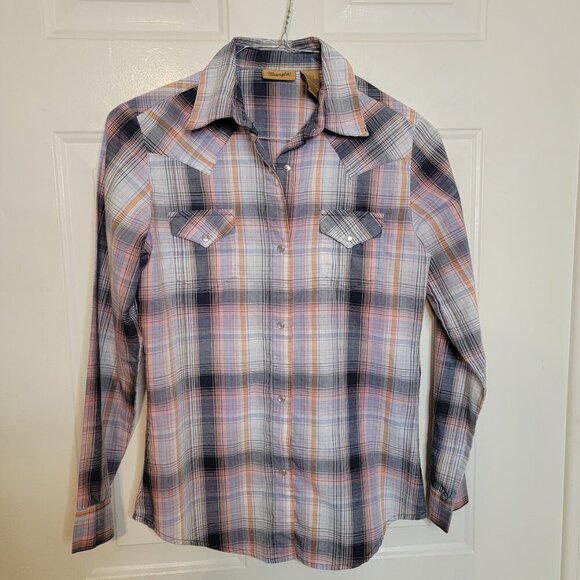Wrangler Women’s Western Plaid Pearl Snap Shirt Size S | Long Sleeve Rodeo - Picture 11 of 12